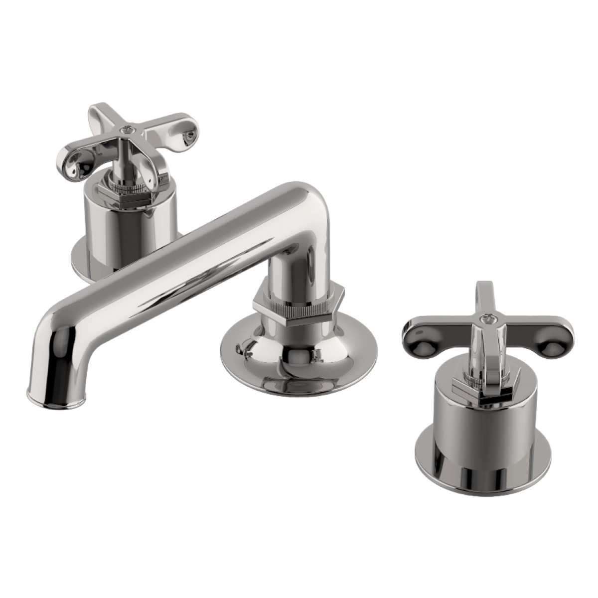 Henry Low Profile Three Hole Deck Mounted Lavatory Faucet with Metal Cross Handles