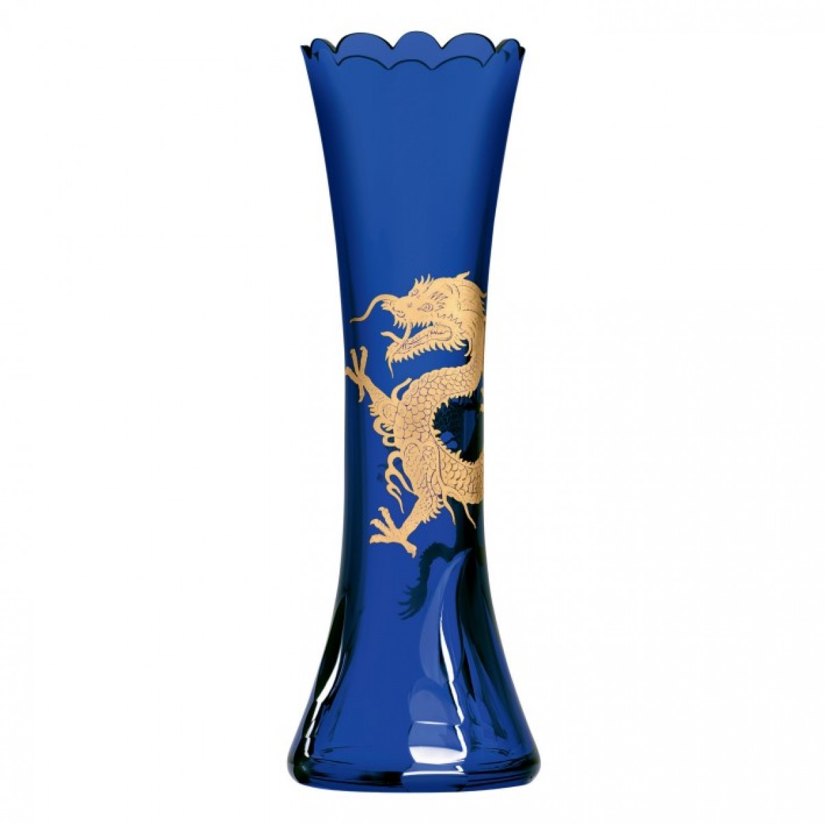 Patrimoine Dragon Vase Clear Crystal Lined, Gold Engraving - Dark Blue (Numbered) | Highlight image
