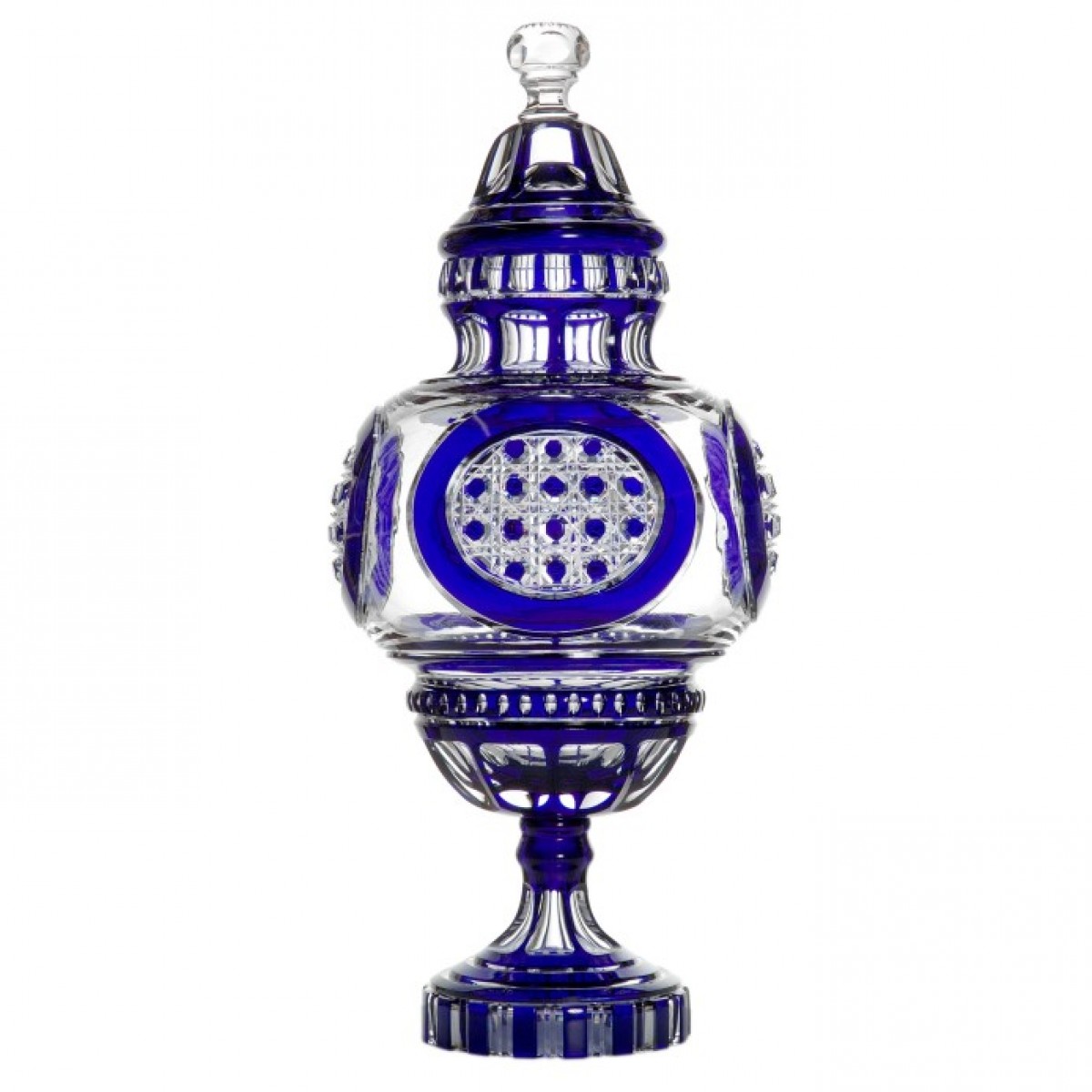 Patrimoine Vase with Lid, Clear Crystal Double-layered - Dark-blue (Limited Edition)