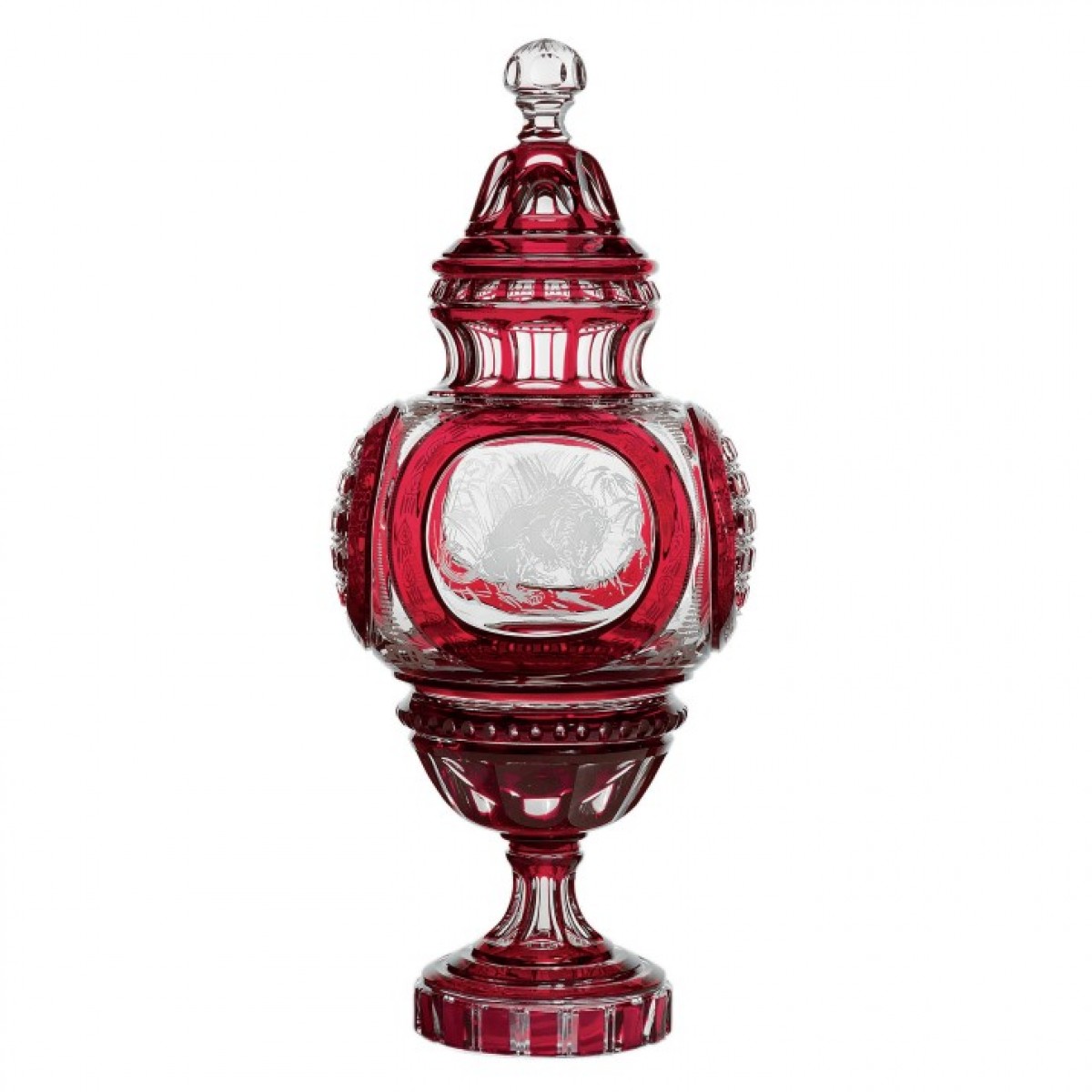 Savane Vase With Lid, Clear Crystal Double-layered - Red (Numbered) | Highlight image