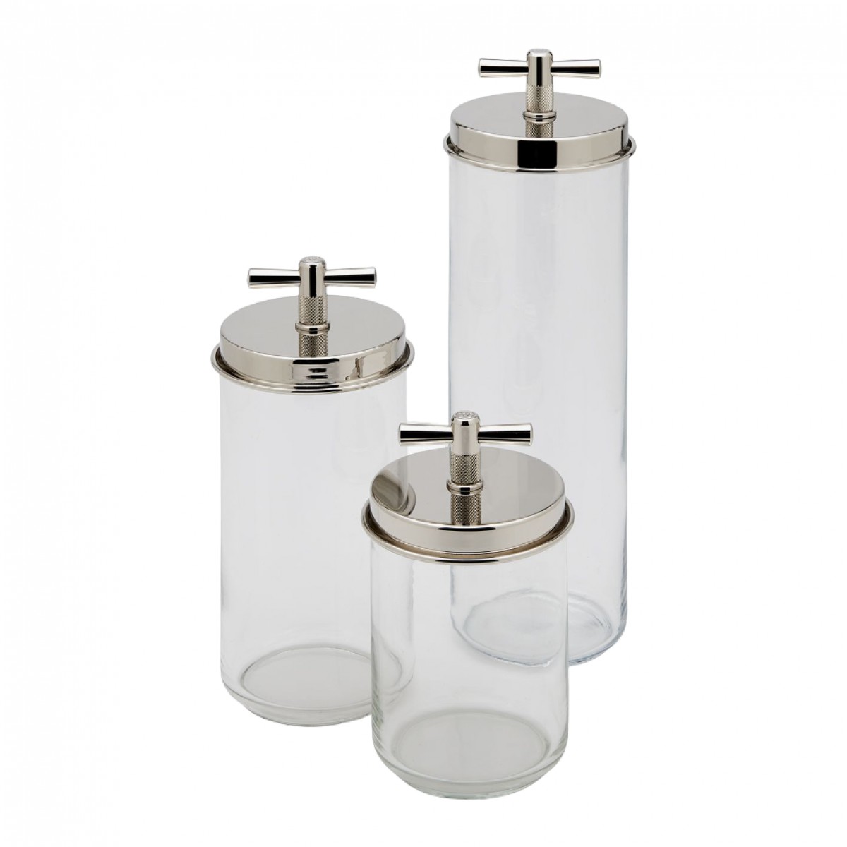 Quarter Set of Three Glass Storage Jars