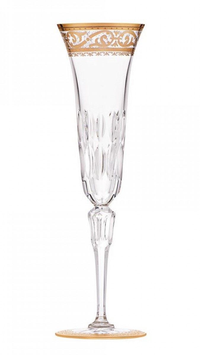 Stella Champagne Flute Gold Gold Rim - Clear