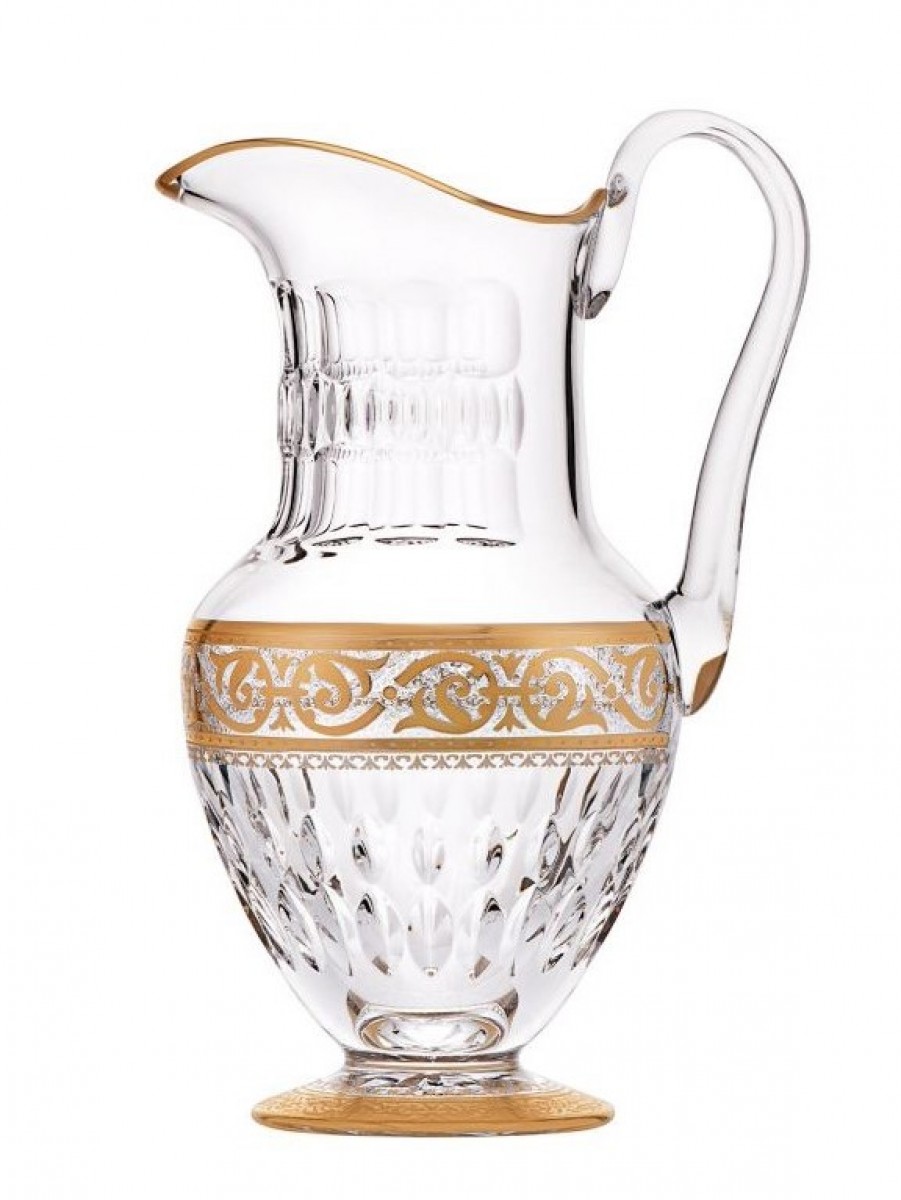 Stella Water Jug Gold Rim - Clear