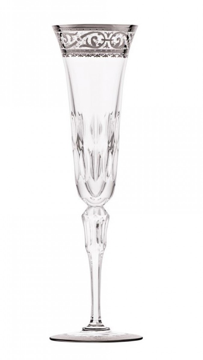 Stella Champagne Flute Platinum Rim - Clear