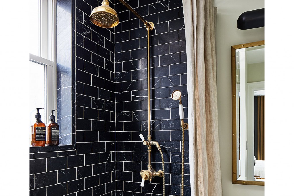 Highgate Exposed Thermostatic System with 6" Shower Rose and White Porcelain Lever Handle | Highlight image 1