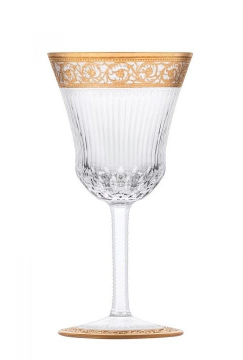 Thistle Wine Glass Gold Engraving #3 - Clear