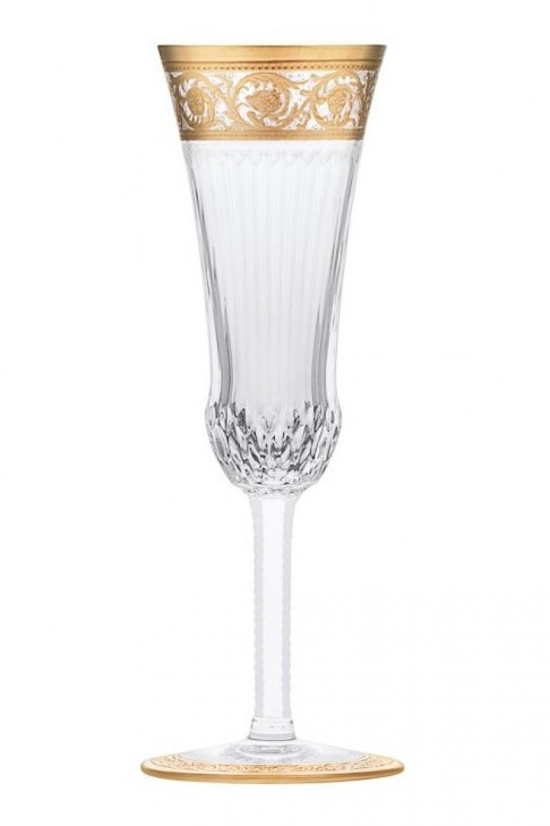 Thistle Champagne Flute Gold Engraving - Clear