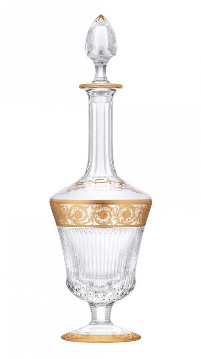 Thistle Wine Carafe Gold Engraving - Clear