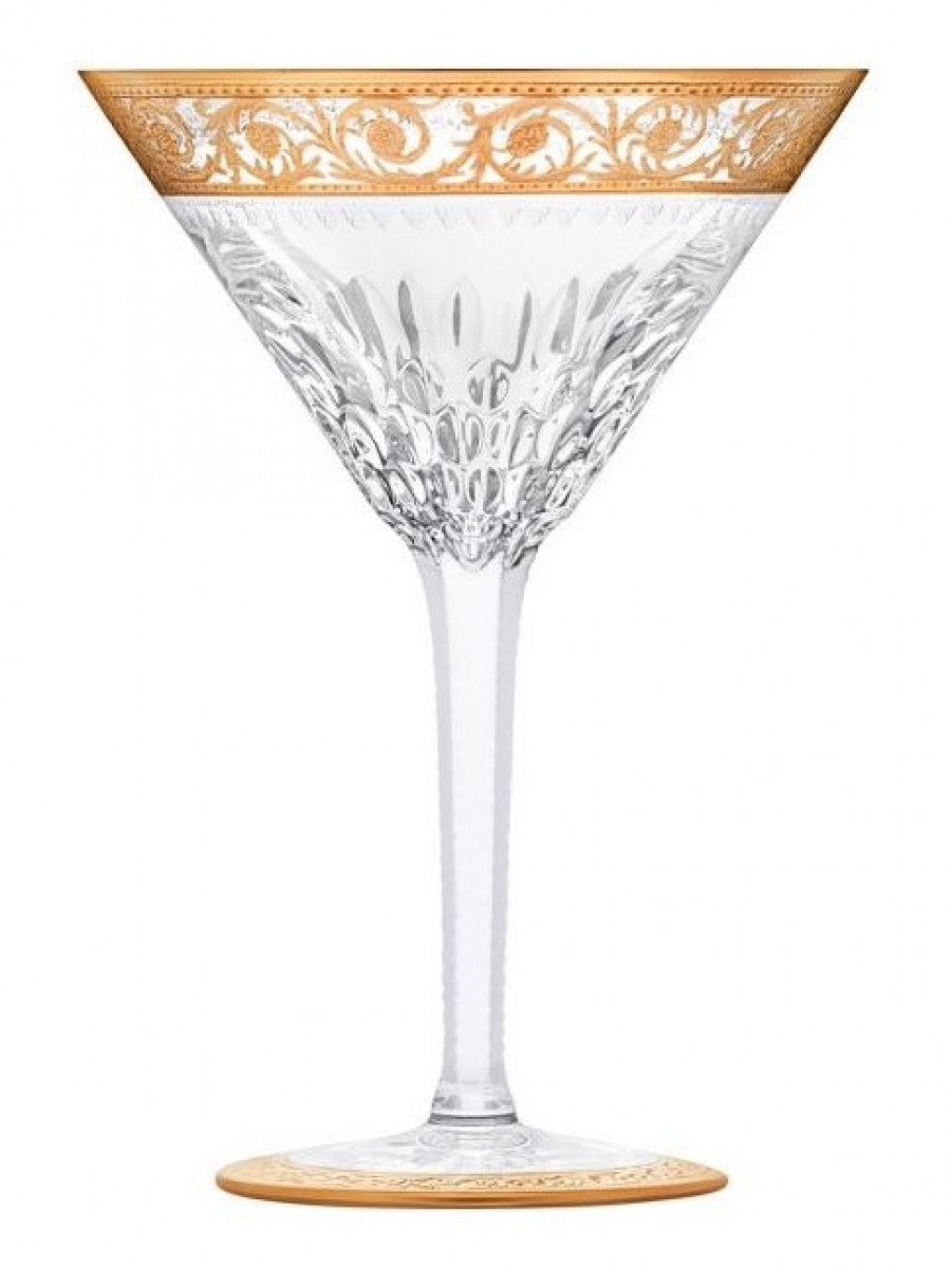 Thistle Cocktail Glass Gold Engraving - Clear