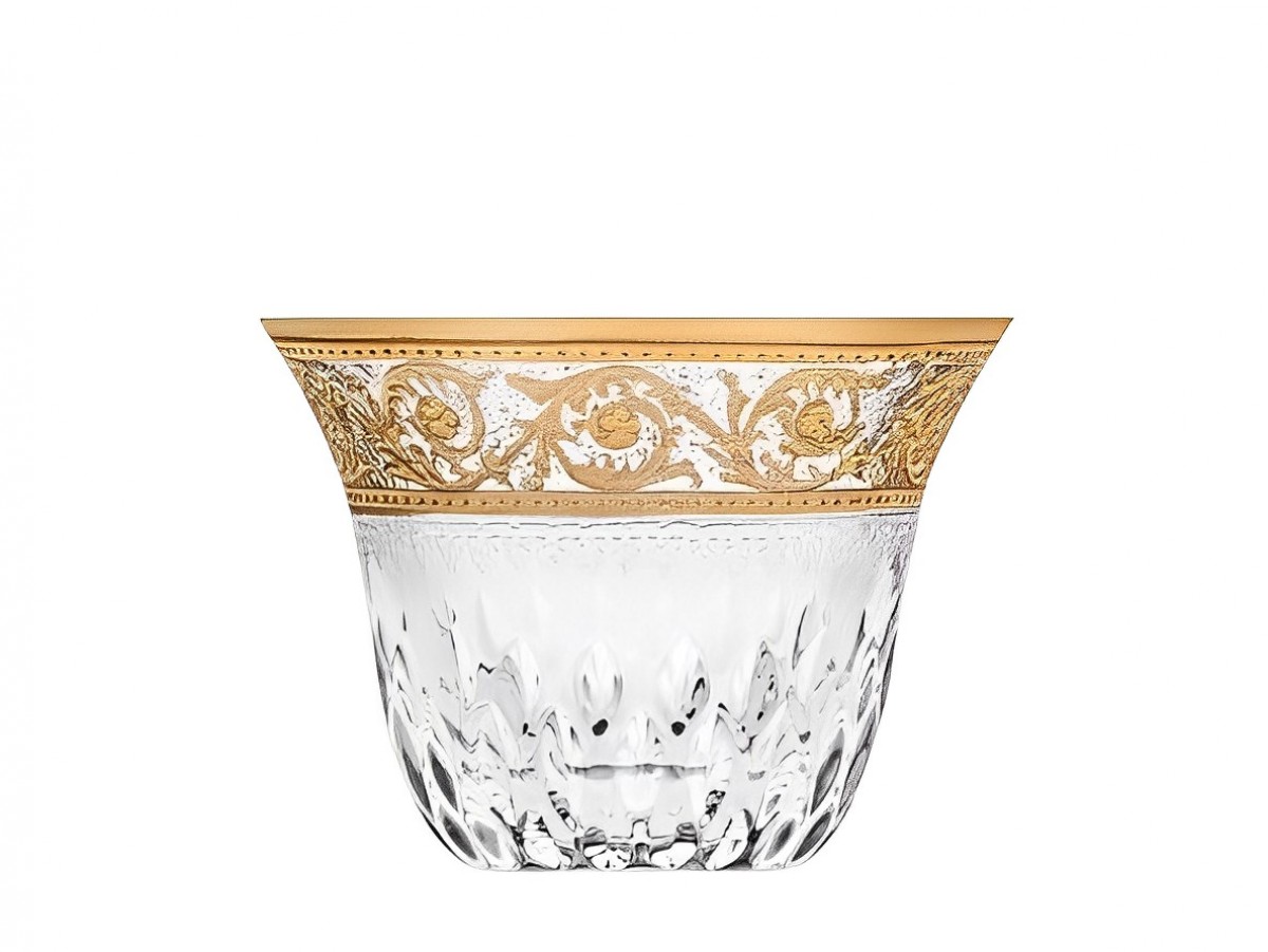 Thistle Oriental Coffee Cup Gold Engraving - Clear