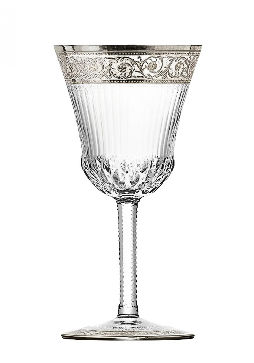 Thistle Wine Glass Platinum Engraving #3 - Clear