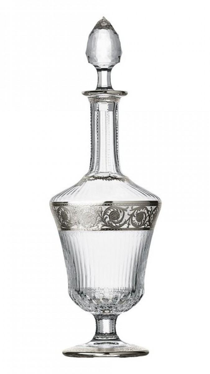 Thistle Wine Carafe Platinum Engraving - Clear