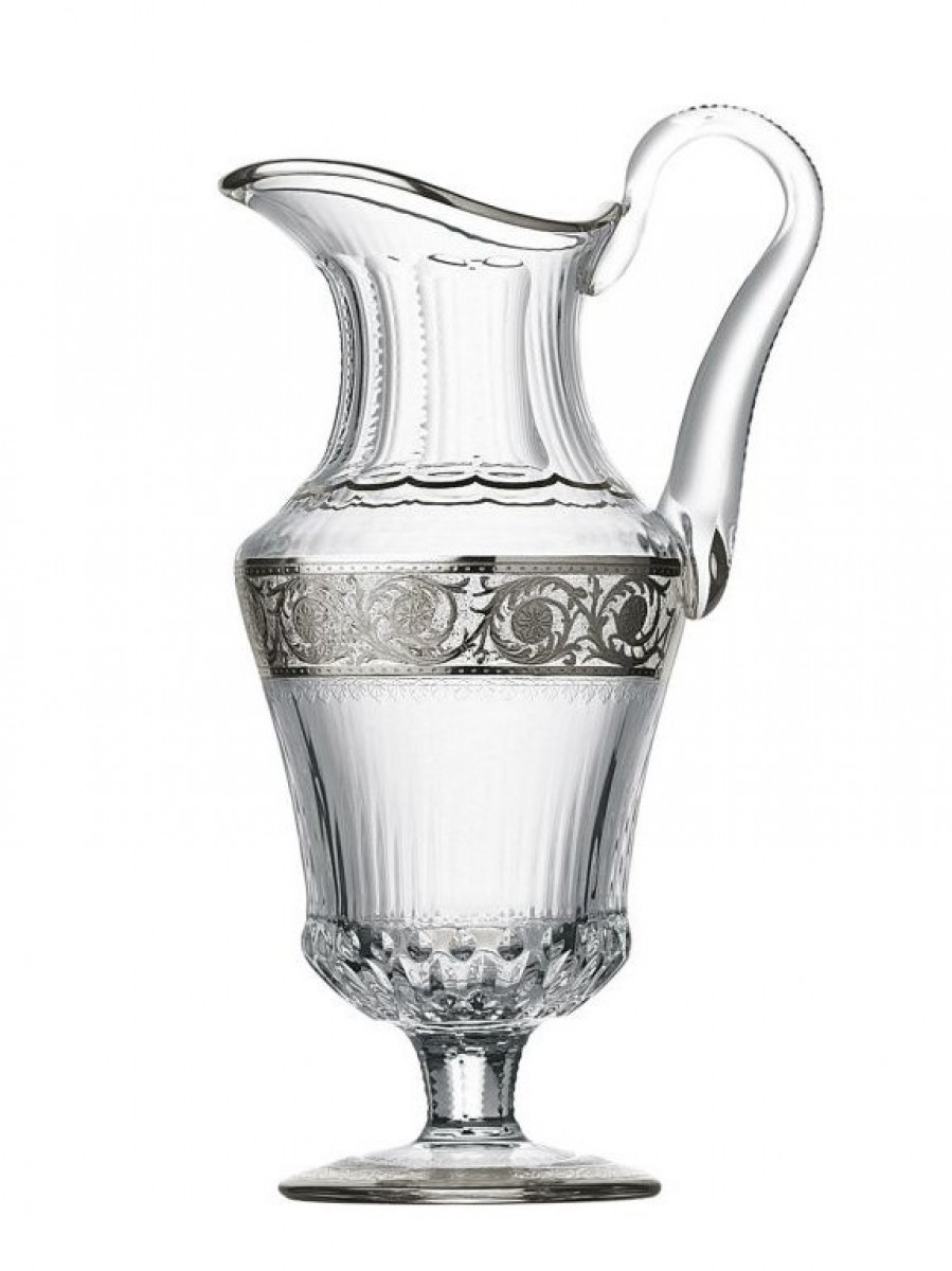 Thistle Water Jug Platinum Engraving - Clear