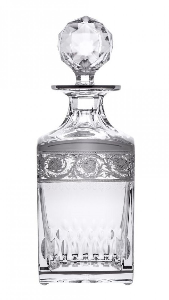 Thistle Square Decanter Platinum Engraving - Clear