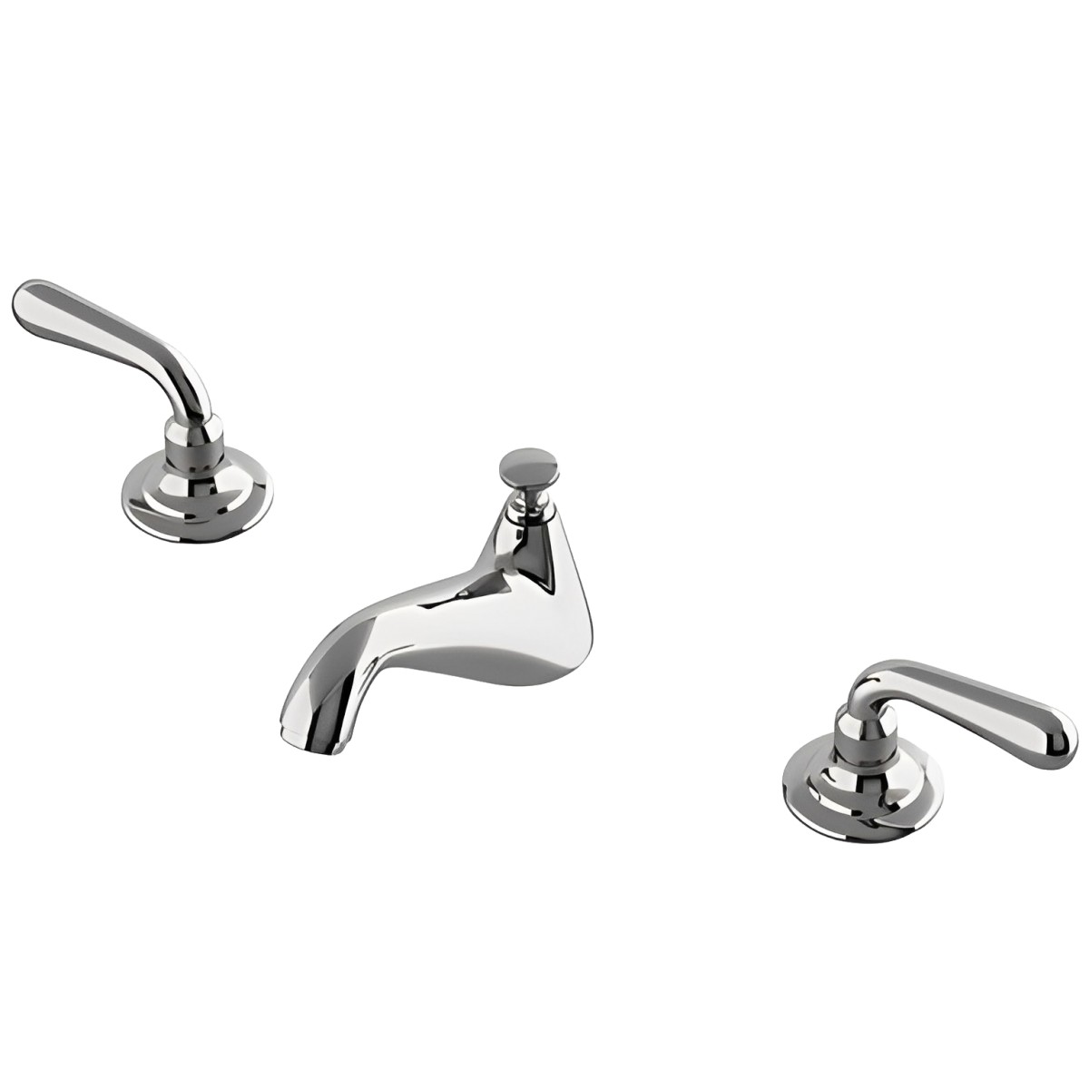 Opus Low Profile Three Hole Deck Mounted Lavatory Faucet with Metal Lever Handles