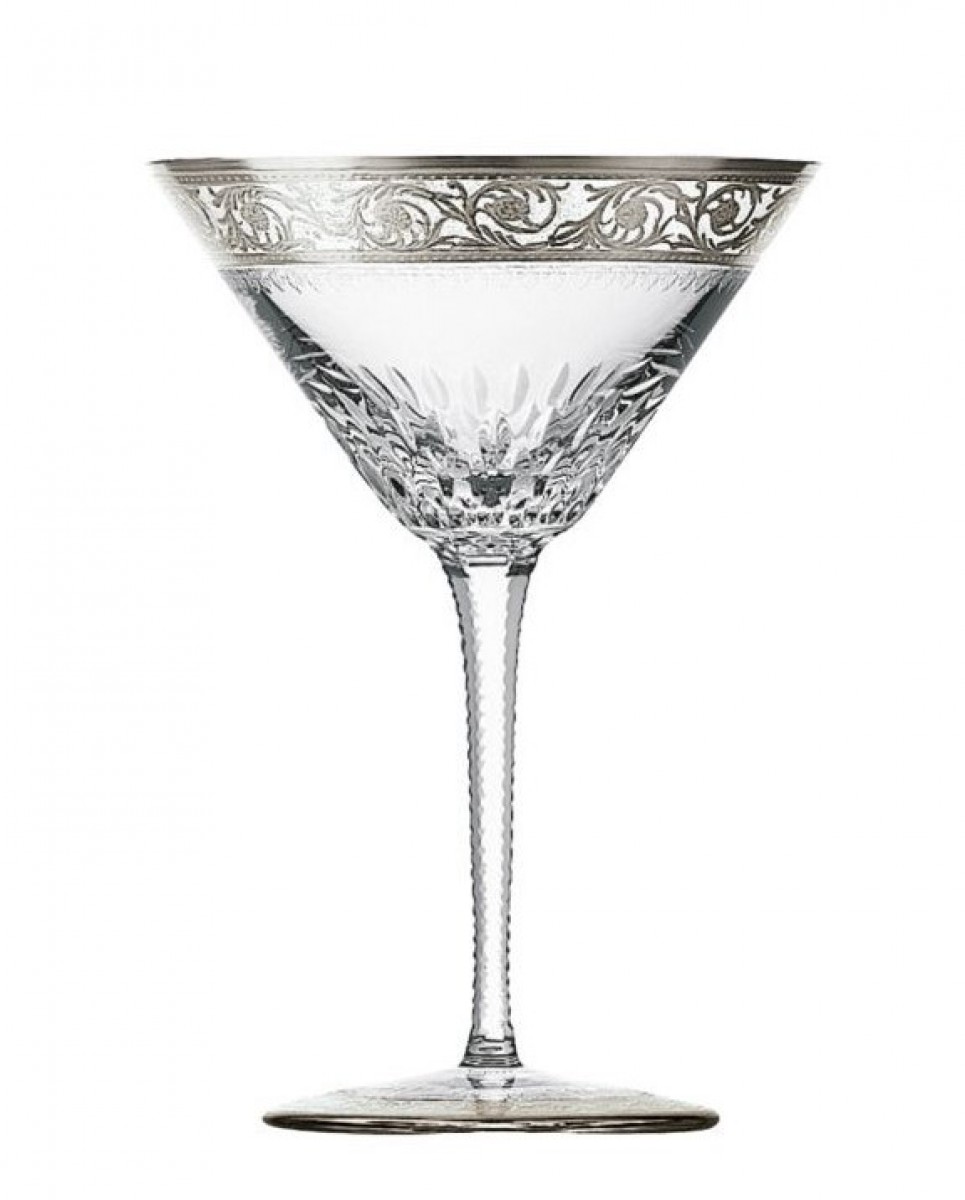 Thistle Cocktail Glass Platinum Engraving - Clear