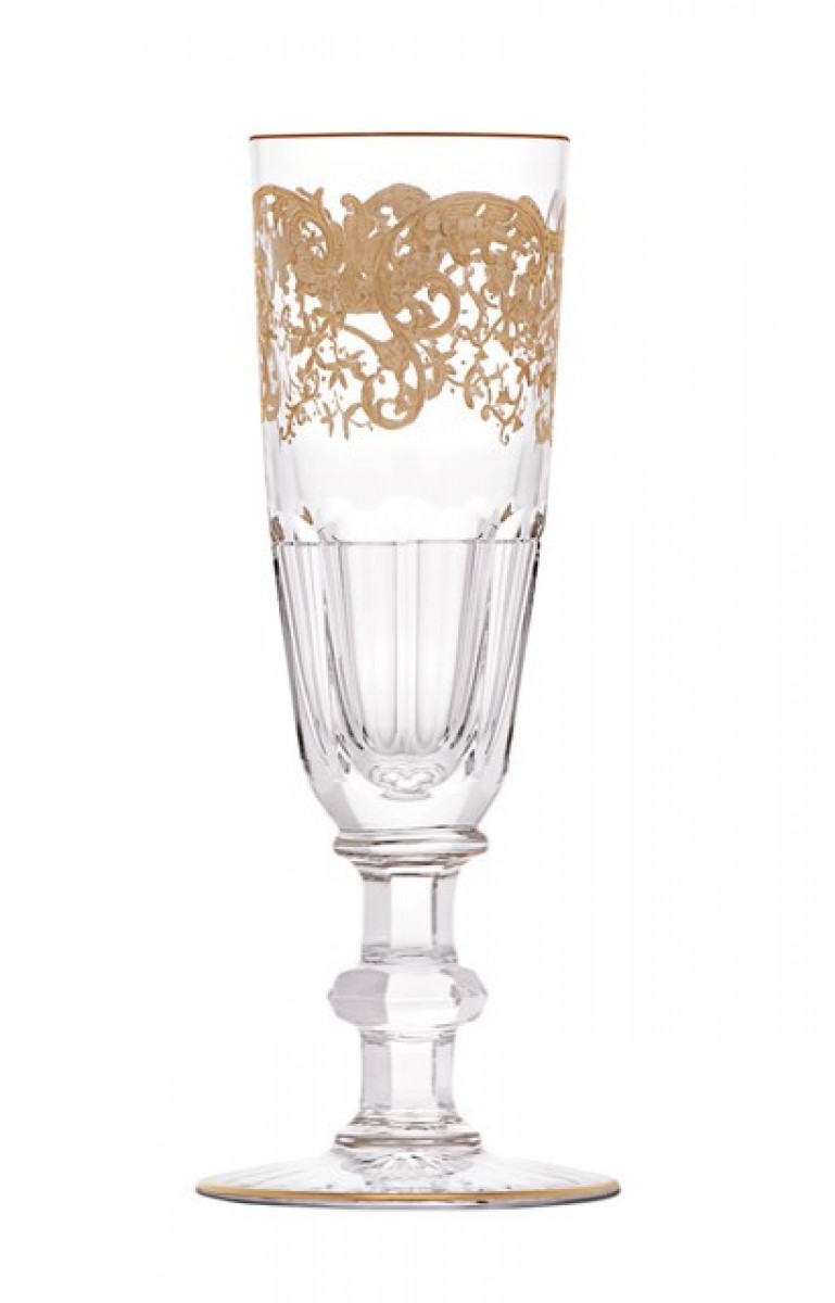 Trianon Champagne Flute Gold Engraving - Clear