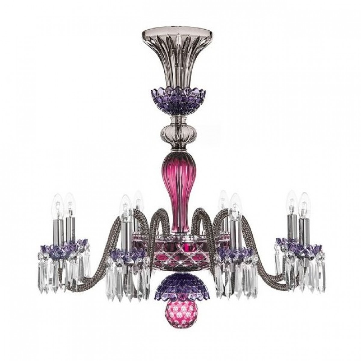 Arlequin 8-Light Chandelier - Amethyst, Purple and Flannel-Grey