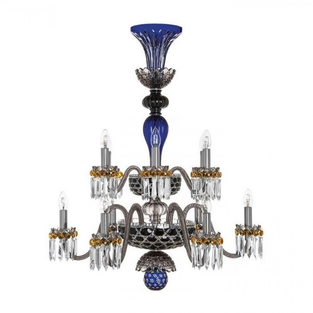 Arlequin 12-Light Chandelier - Dark-Blue, Black And Flannel-Grey