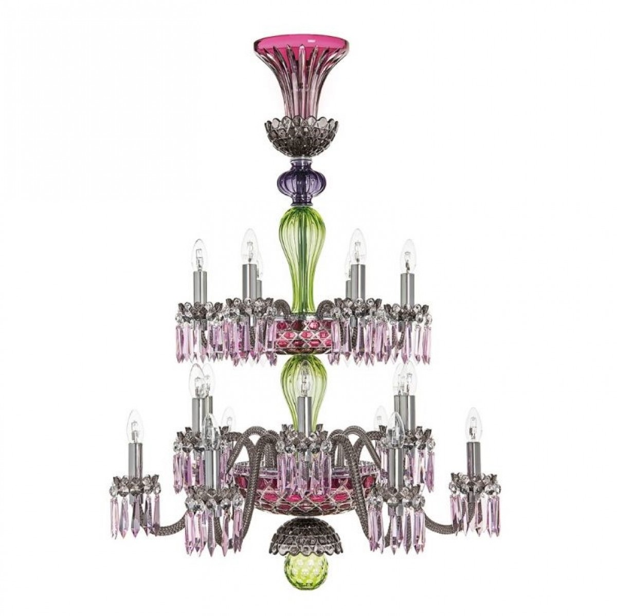 Arlequin 18-Light Chandelier - Amethyst, Chartreuse-green and Flannel-grey