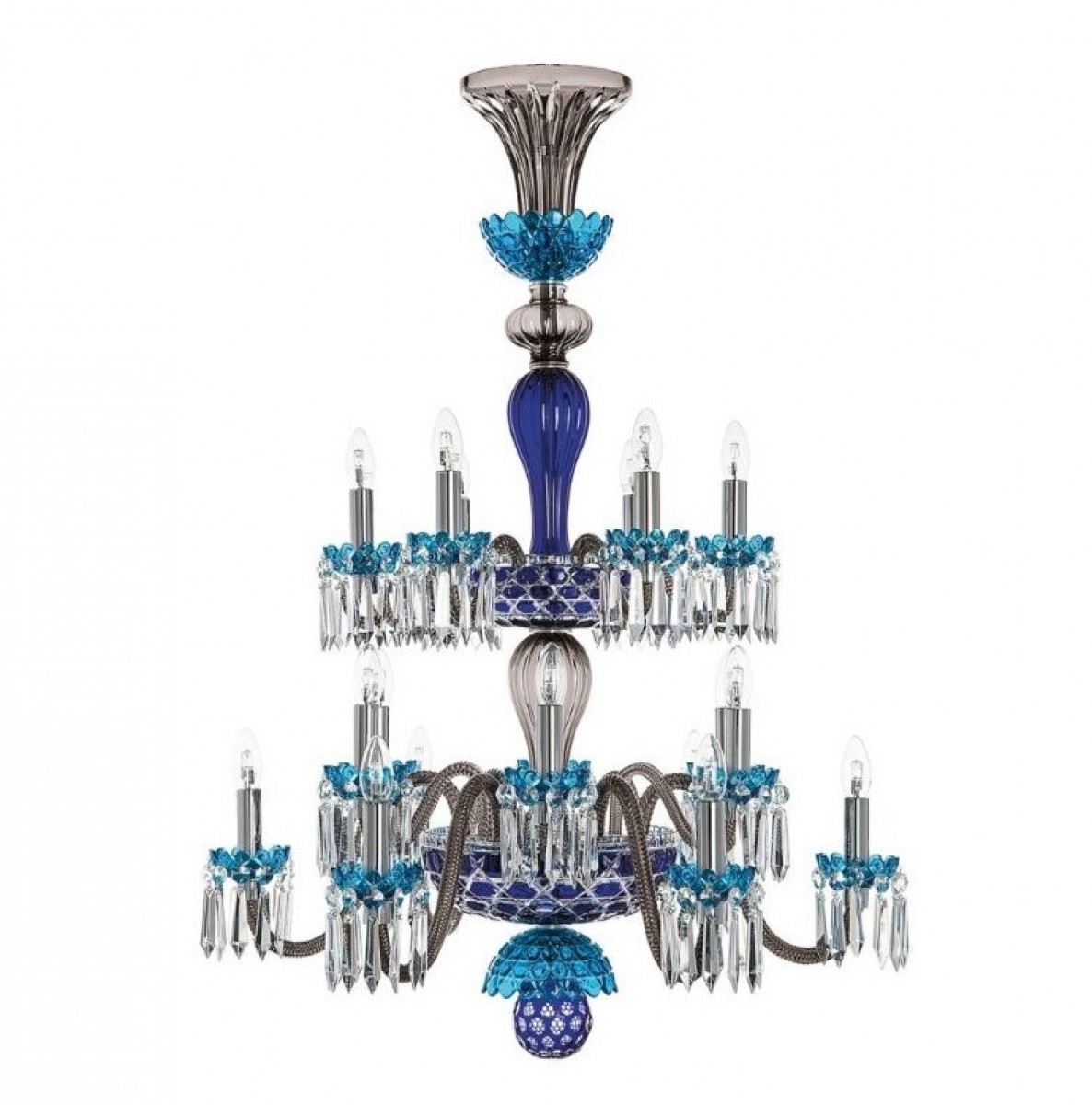 Arlequin 18-Light Chandelier - Sky-Blue, Dark-Blue And Flannel-Grey | Highlight image