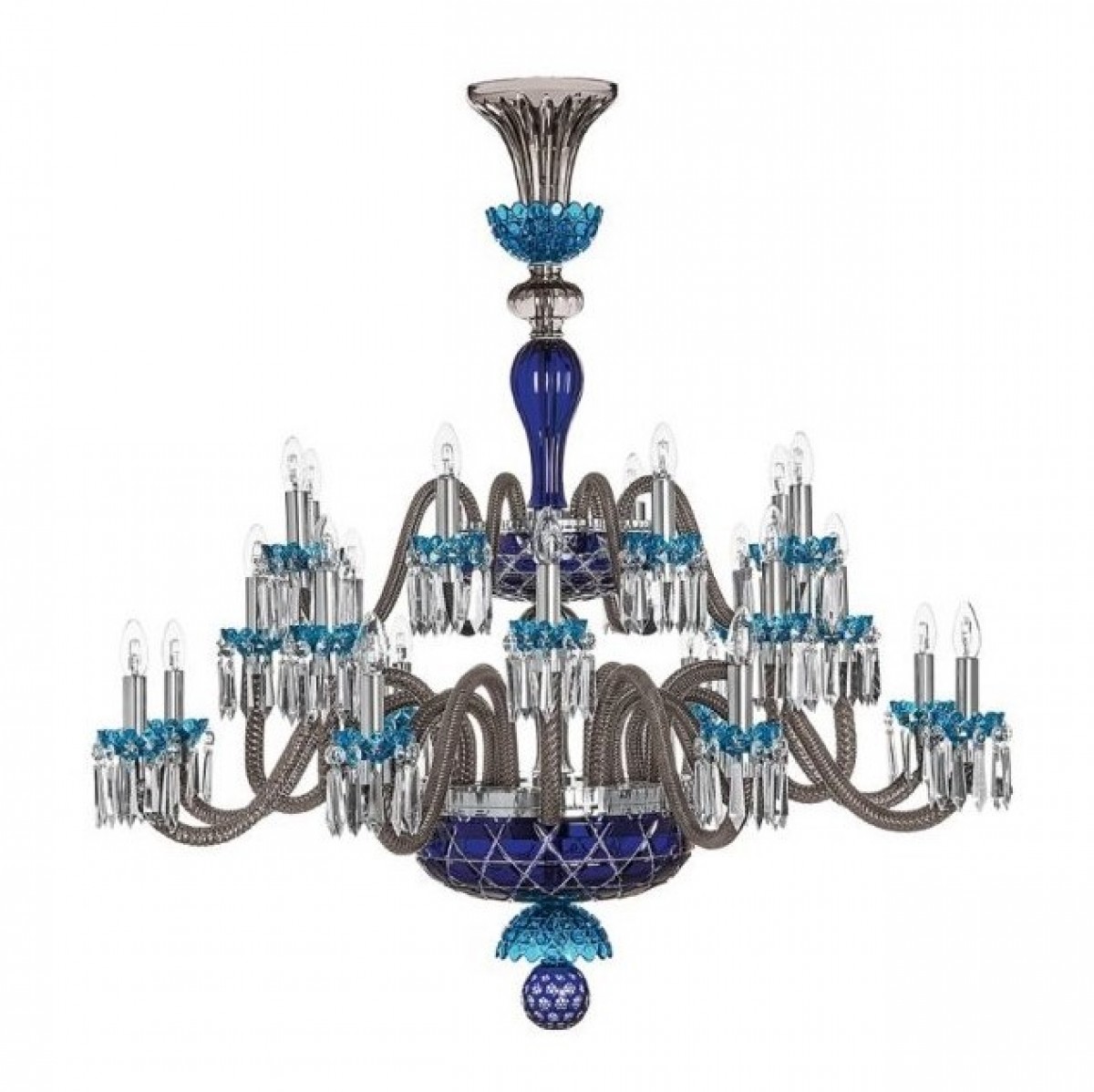 Arlequin 24-Light Chandelier - Sky-Blue, Dark-Blue and Flannel-Grey