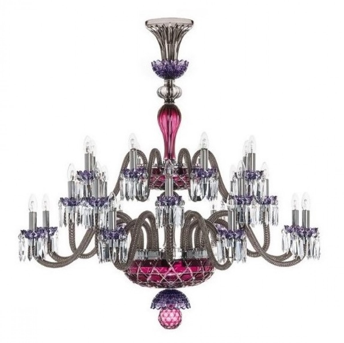 Arlequin 24-Light  Chandelier - Amethyst, Purple and Flannel-Grey