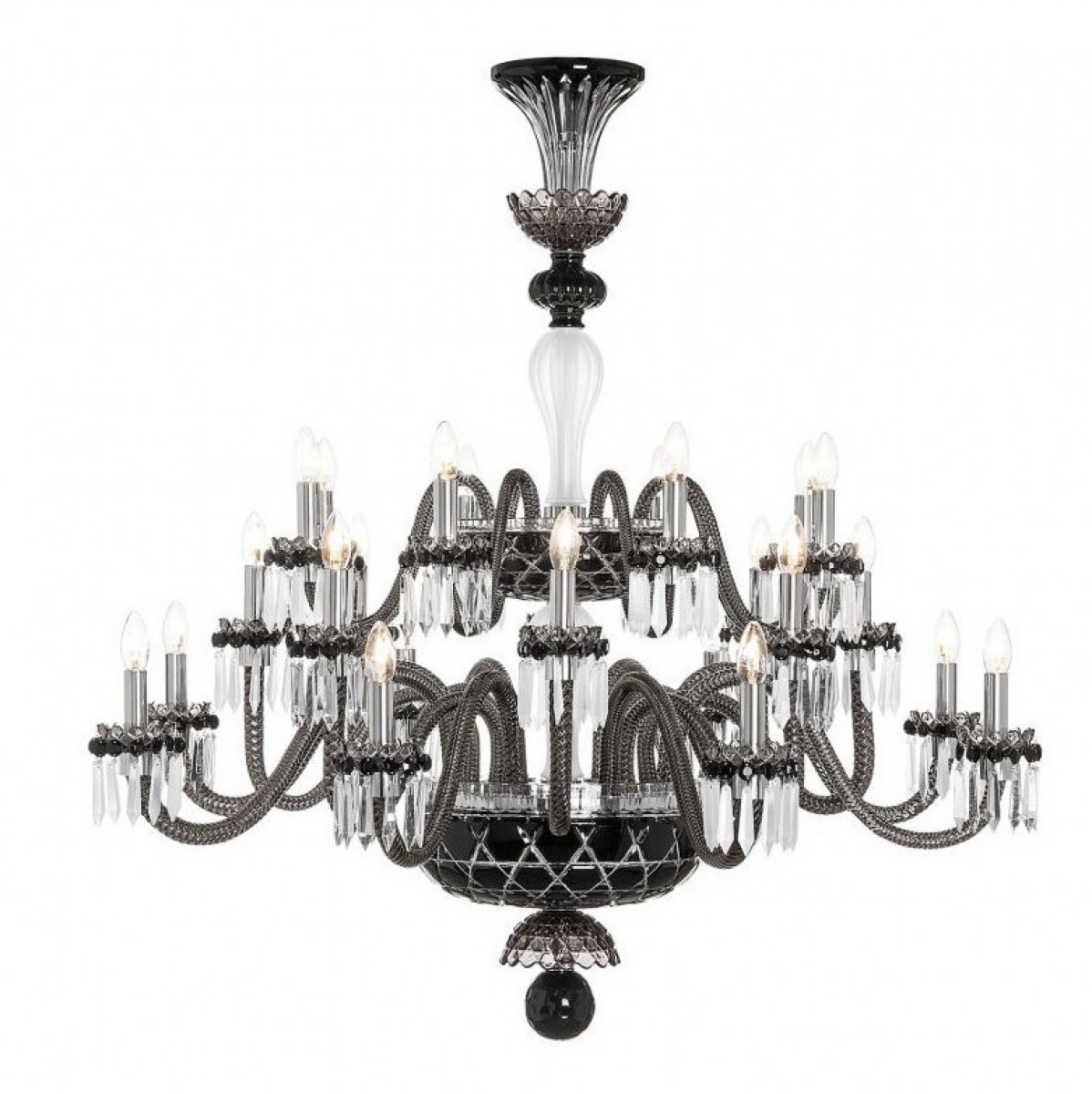 Saint-Louis Crystal Arlequin 12-Light Chandelier Sky Blue and Dark Blue