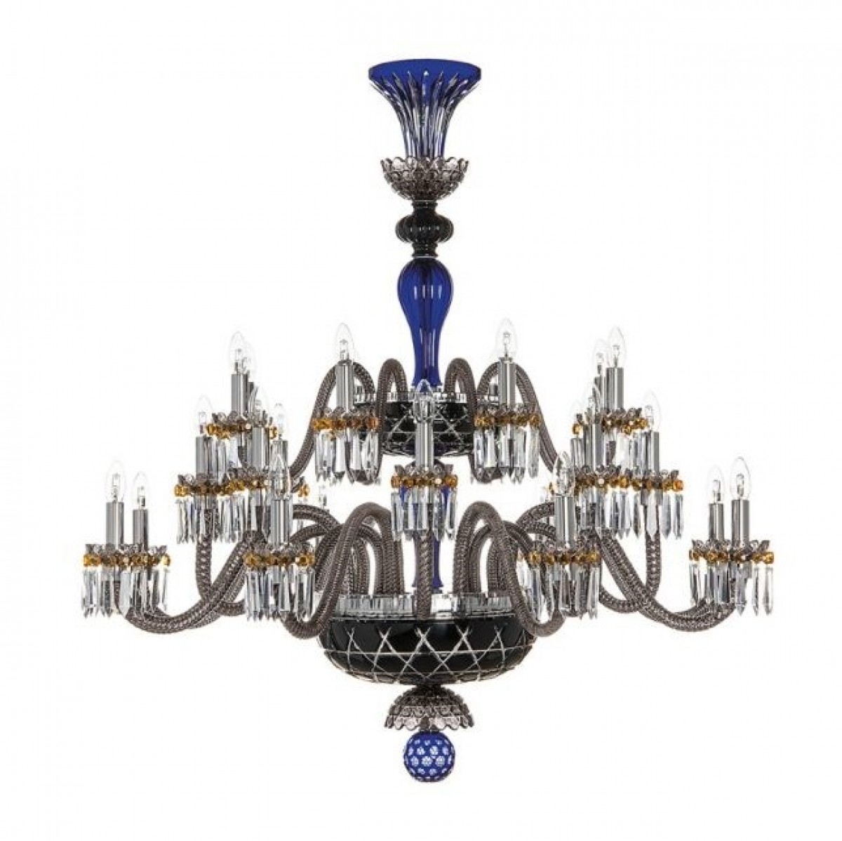 Arlequin 24-Light Chandelier - Dark-Blue, Black and Flannel-Grey