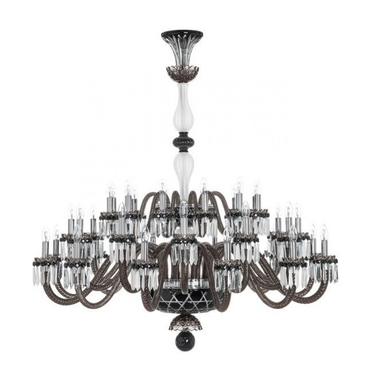 Arlequin 36-Light Chandelier - Black, Clear Satin-finished Crystal And Flannel-Grey | Highlight image