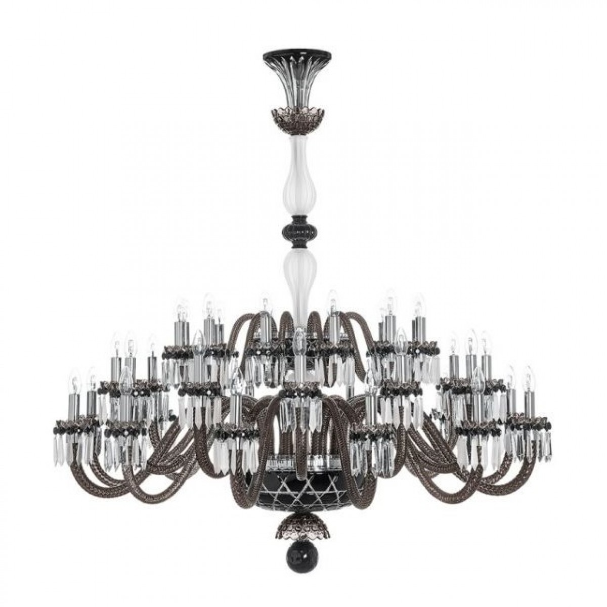 Arlequin 36-Light Chandelier - Black, Clear Satin-finished Crystal And Flannel-Grey