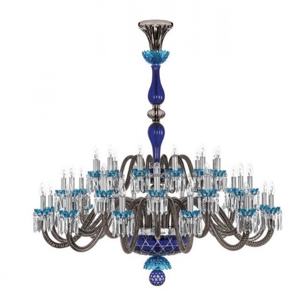 Arlequin 36-Light Chandelier - Sky-Blue, Dark-Blue And Flannel-Grey