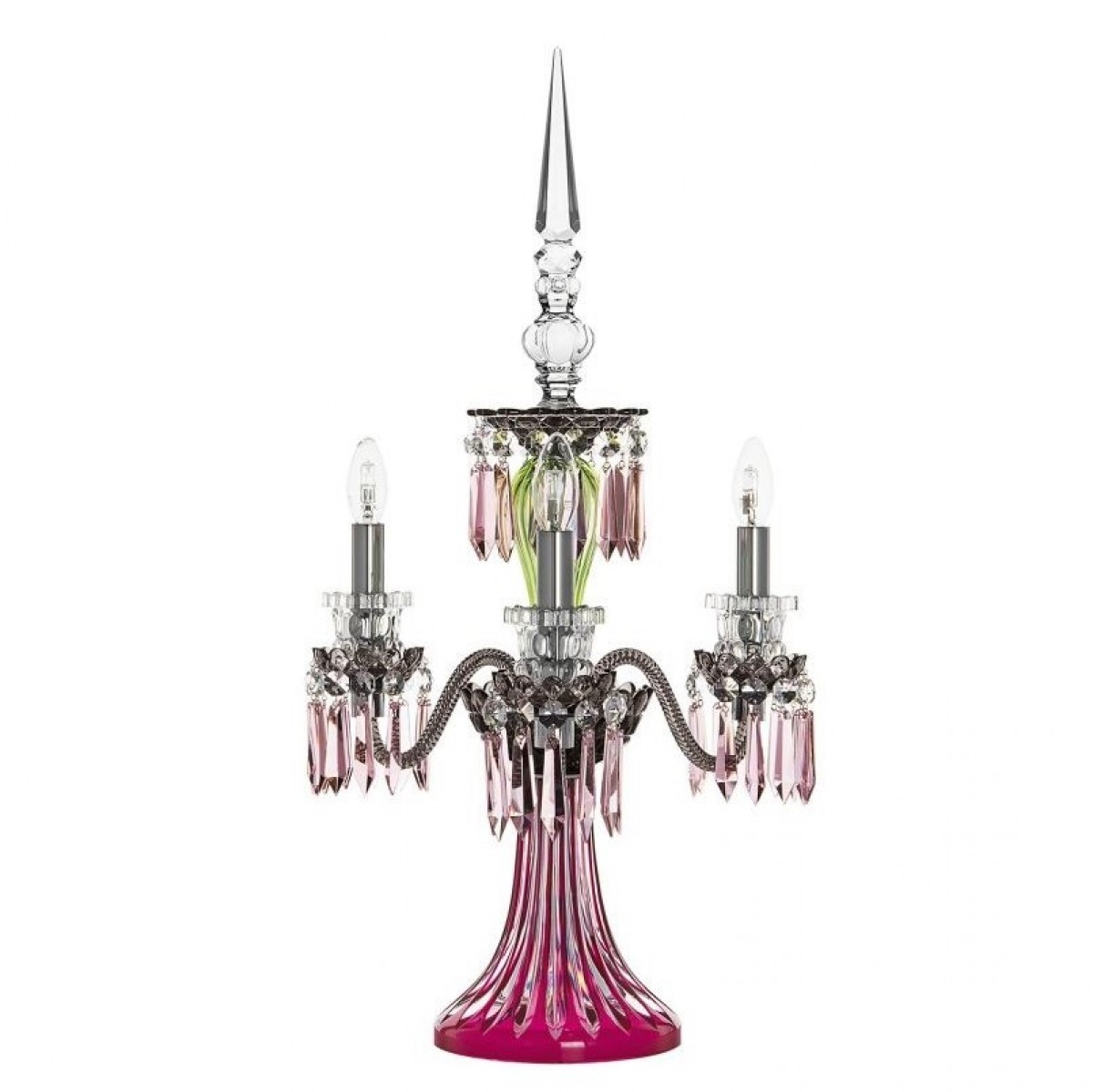 Arlequin 3-Light Candelabra - Amethyst, Chartreuse-Green and Flannel-Grey