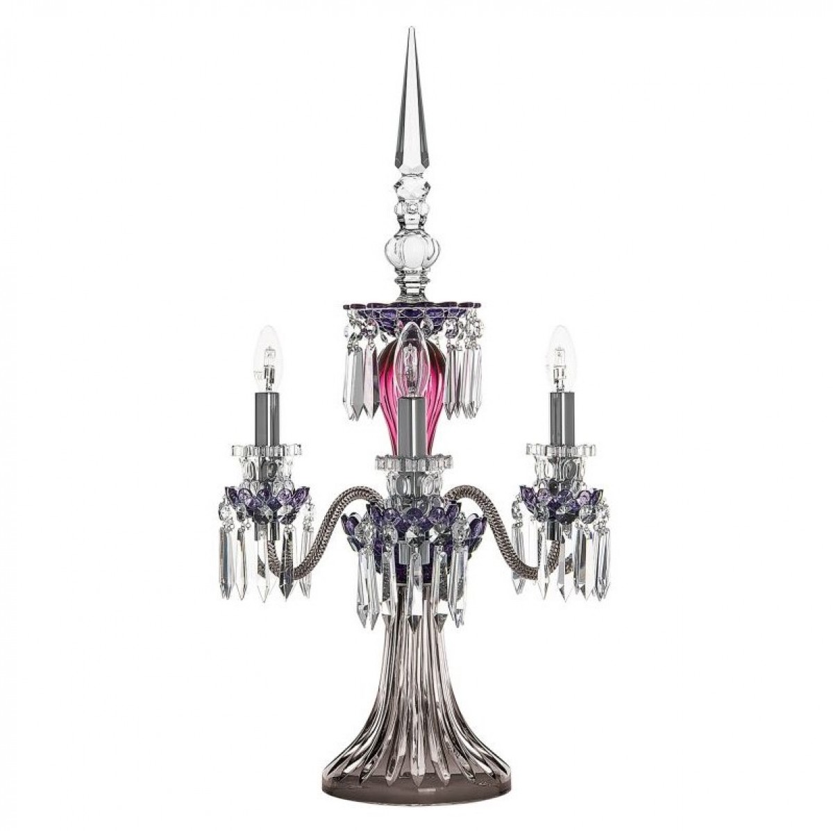 Arlequin 3-Light Candelabra - Amethyst, Purple And Flannel-Grey