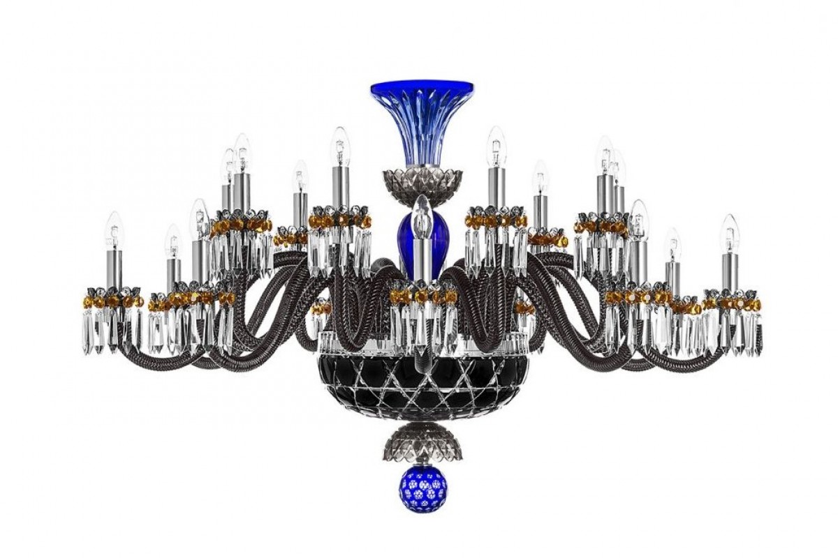 Arlequin 18-Light Horizontal Chandelier - Dark-Blue, Black And Flannel-Grey | Highlight image