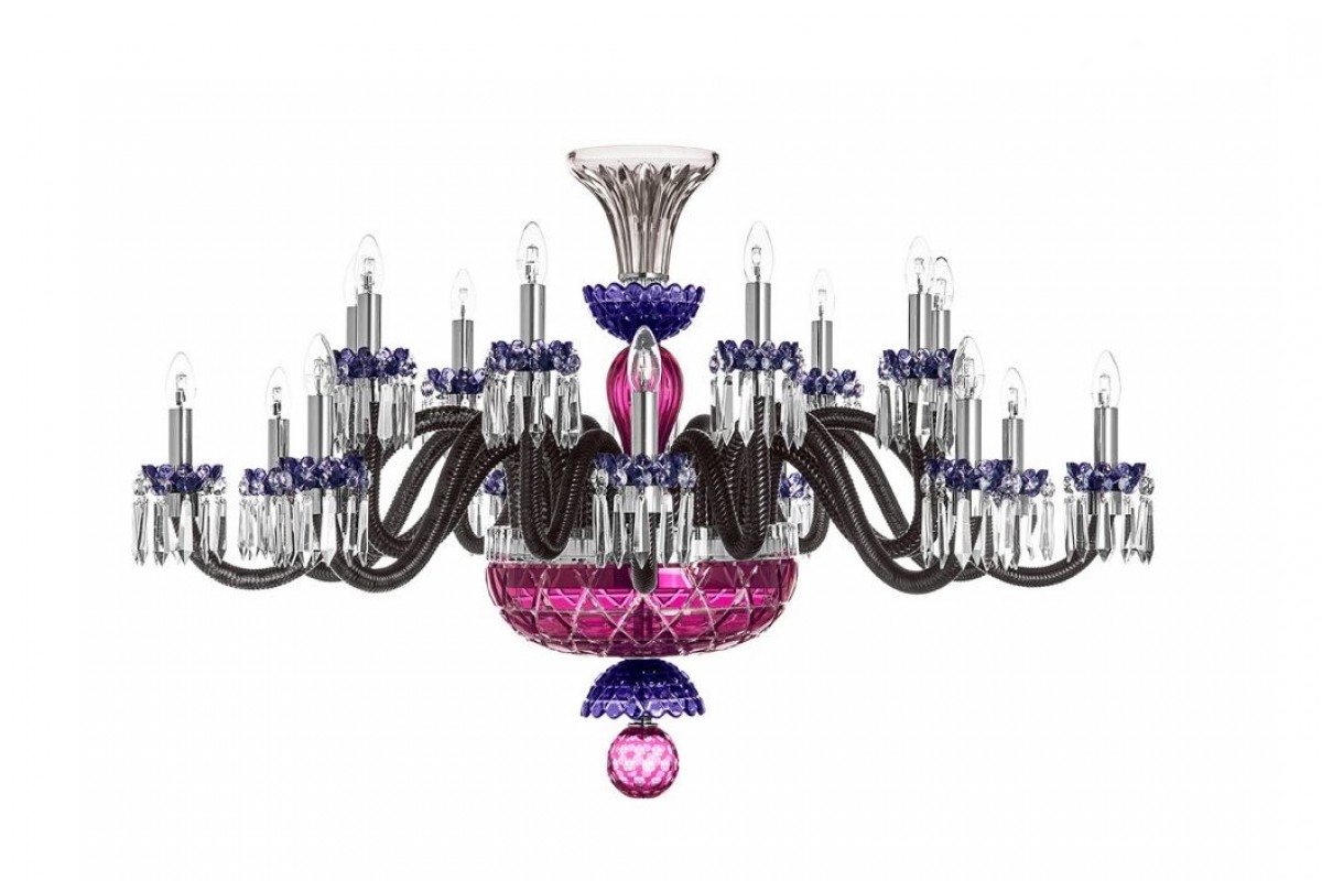 Arlequin 18-Light Horizontal Chandelier - Amethyst, Purple and Flannel-Grey