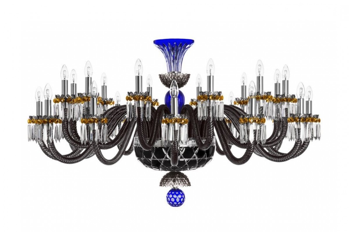 Arlequin 24-Light Horizontal Chandelier - Dark-Blue, Black And Flannel-Grey