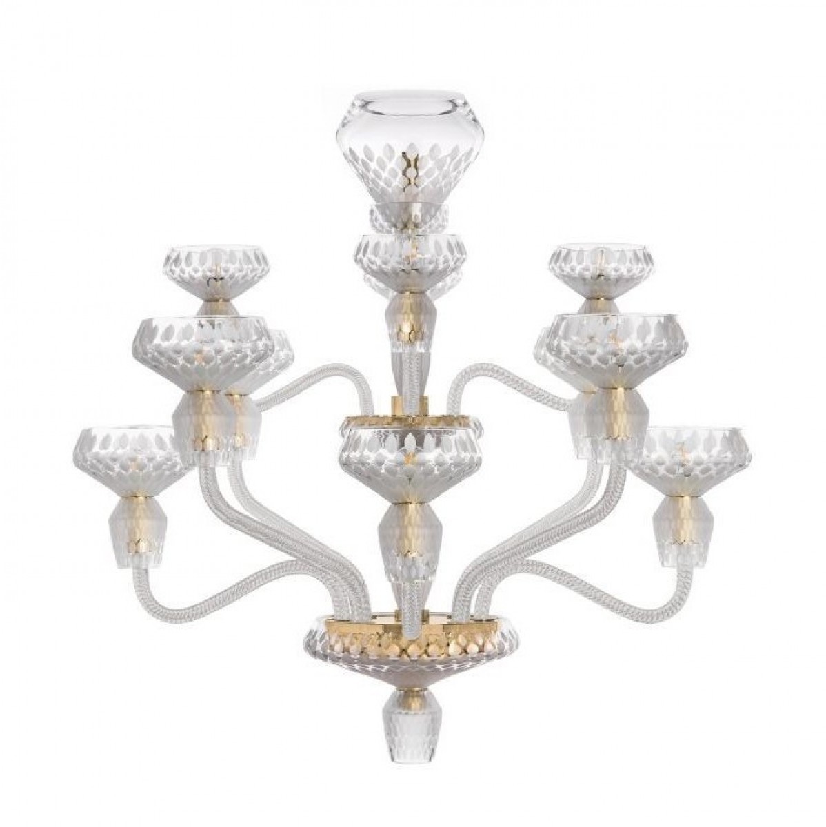 Folia 12-Light Chandelier - Satin-finished Clear Crystal and Golden | Highlight image