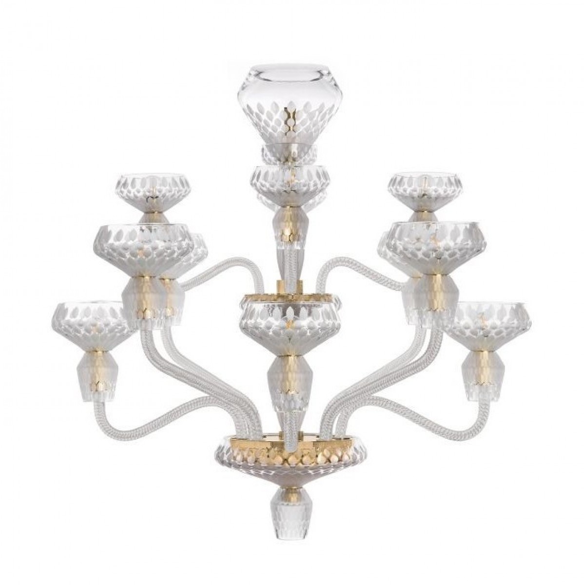 Folia 12-Light Chandelier - Satin-finished Clear Crystal and Golden