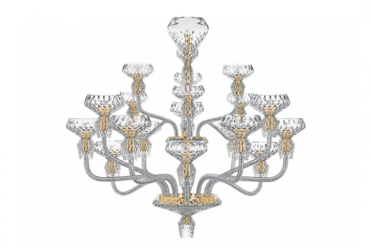 Folia 18-Light Chandelier - Clear Crystal and Golden | Highlight image