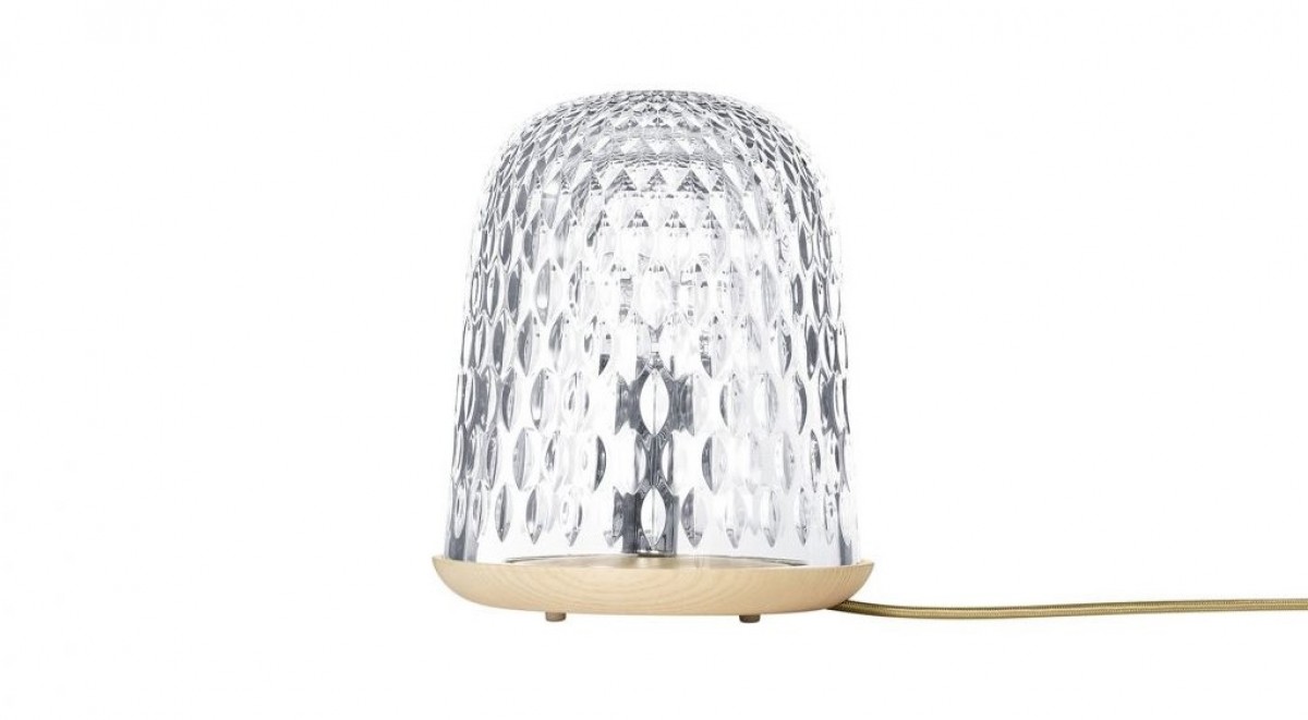 Folia Light Wood Table Lamp - Clear Crystal