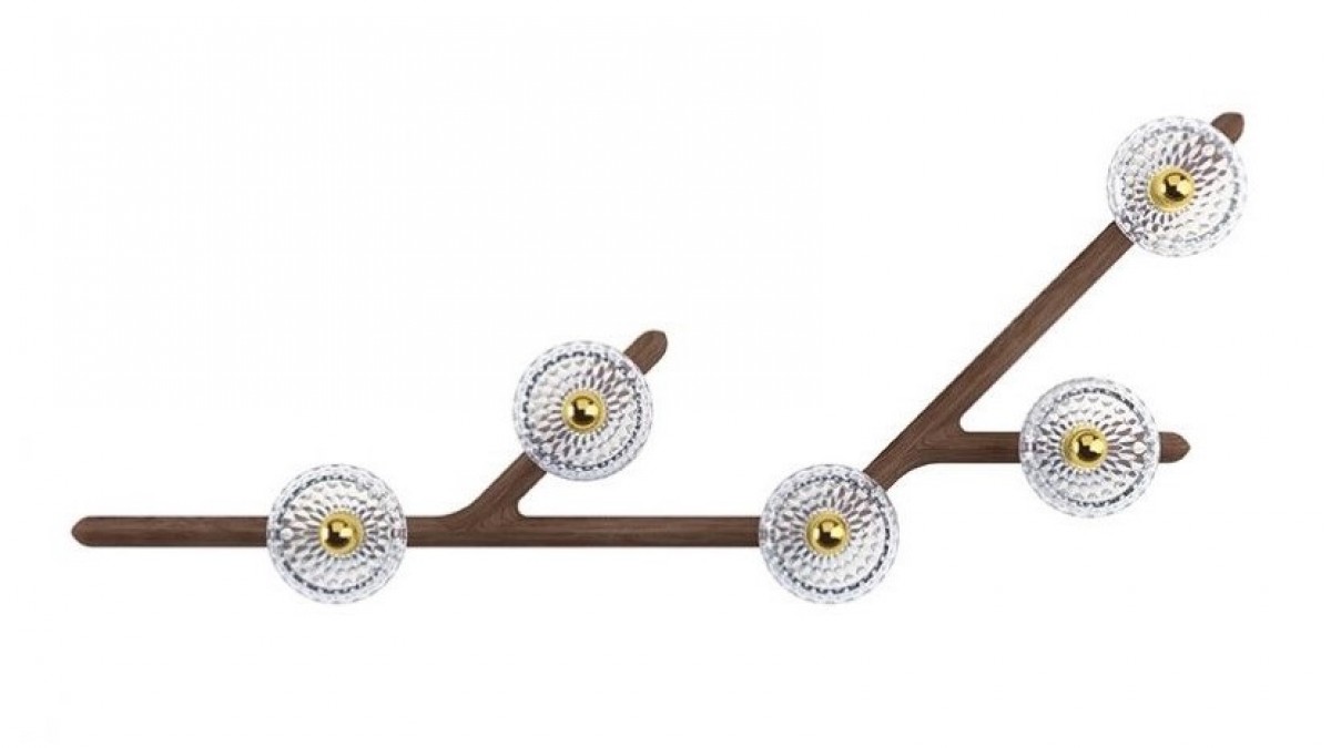 Folia 5-Light Dark Wood Sconce 45° Unit - Clear Crystal | Highlight image