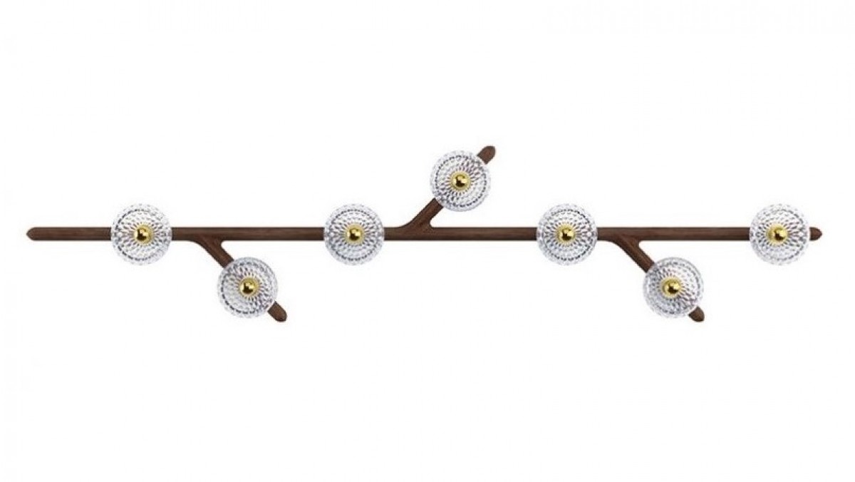 Folia 7-Light Dark Wood Sconce Linear Unit - Clear Crystal