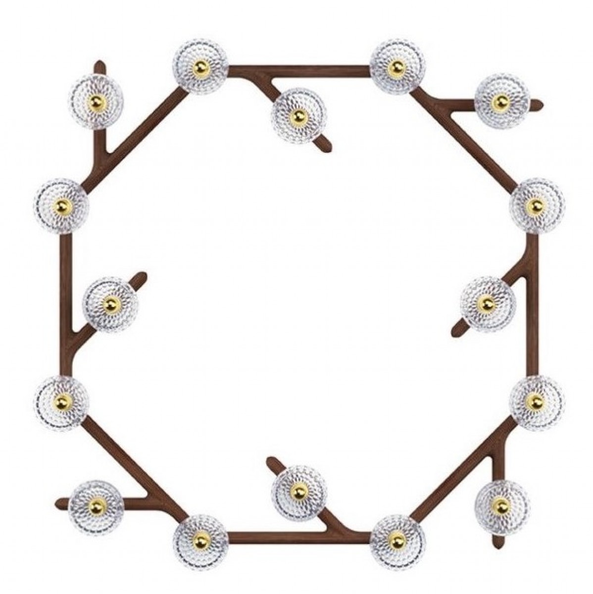 Folia 16-Light Dark Wood Sconce Circular Unit - Clear Crystal