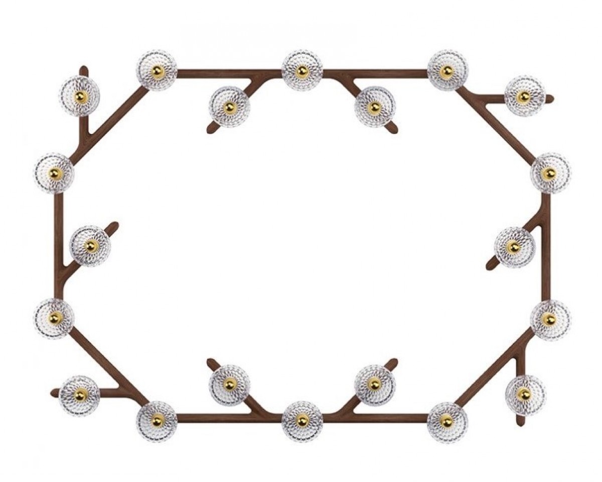 Folia 20-Light Dark Wood Sconce Oval Unit - Clear Crystal