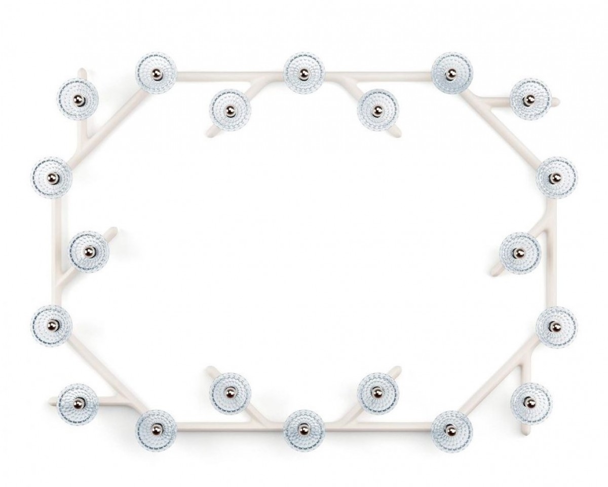 Folia 20-Light White Wood Sconce Oval Unit - Clear Crystal