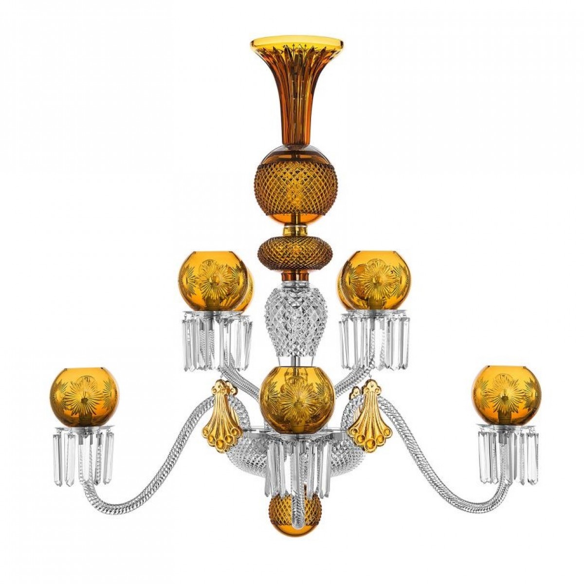 Maharadja 8-Light Chandelier - Chrome and Amber | Highlight image