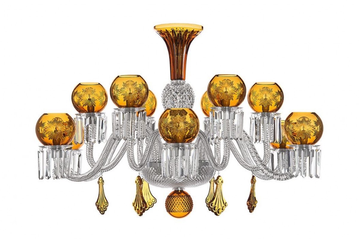 Maharadja 12-Light Horizontal Chandelier - Chrome and Amber