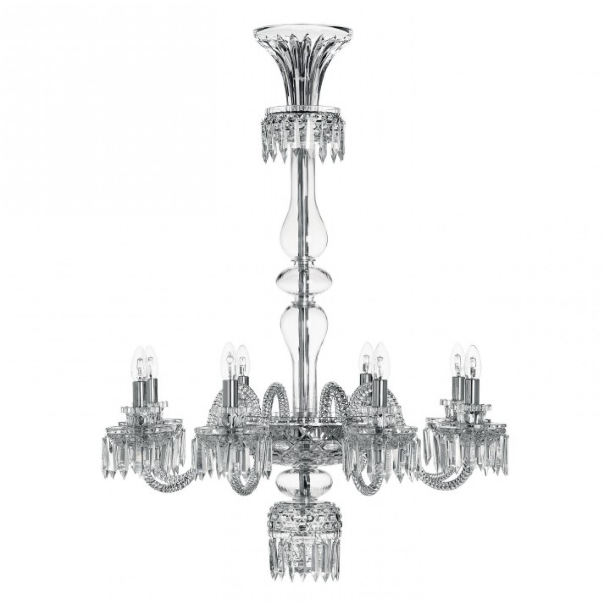 Royal 8-Light Long Chandelier without Hurricane - Clear