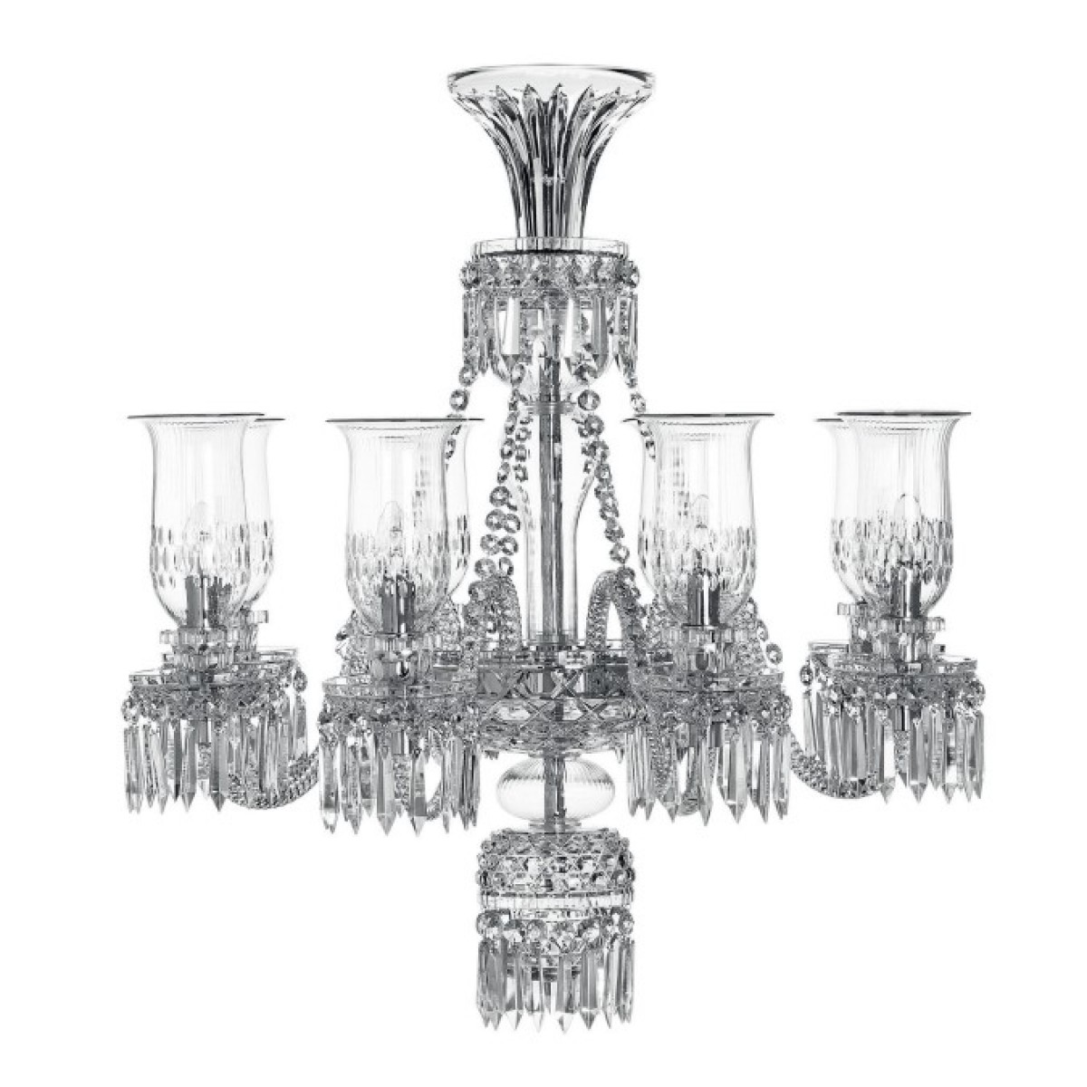 Royal 8-Light Short Chandelier Platinum Rim Apollo Hurricane - Clear